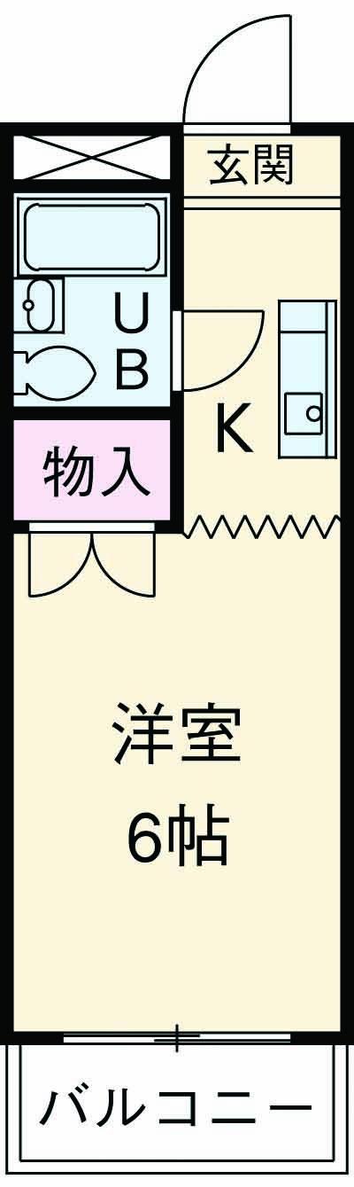 サンアベニューめじろ台(1K/2階)の間取り写真