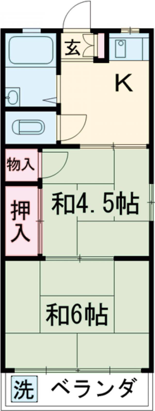 コーポ静風(2K/1階)の間取り写真