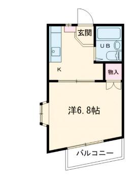 けやきハイツB(1K/1階)の間取り写真