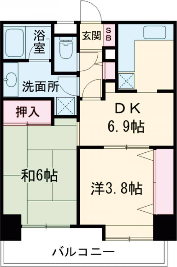 ニューハイツ豊島園(2DK/2階)の間取り写真