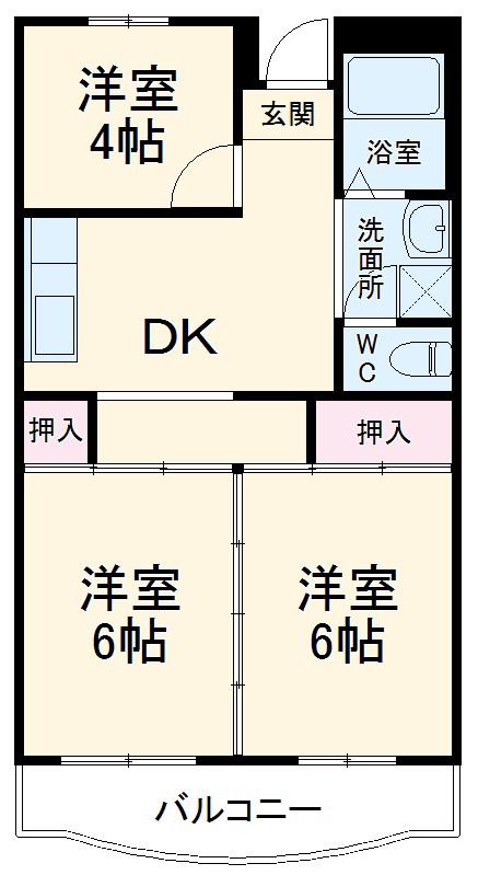 若尾山ハイツ(3DK/3階)の間取り写真