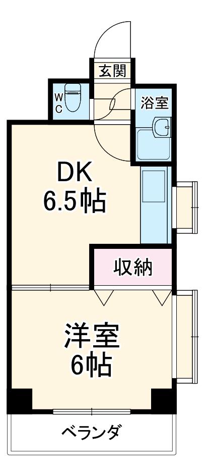 フラッツ加山Ⅰ(1DK/3階)の間取り写真