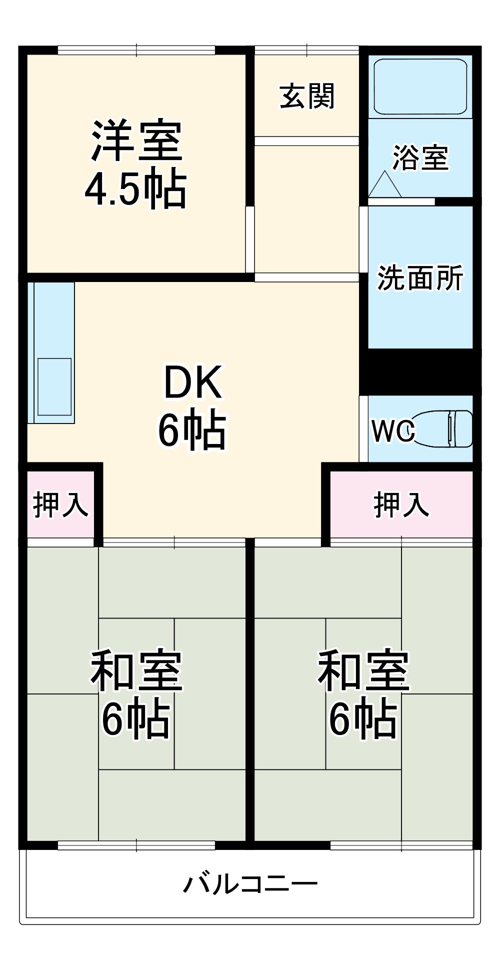 いたかハイム(3DK/2階)の間取り写真