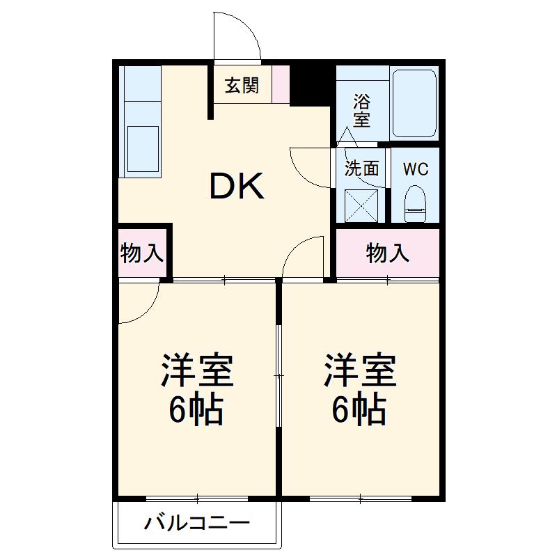 サンパレス足利2(2DK/2階)の間取り写真
