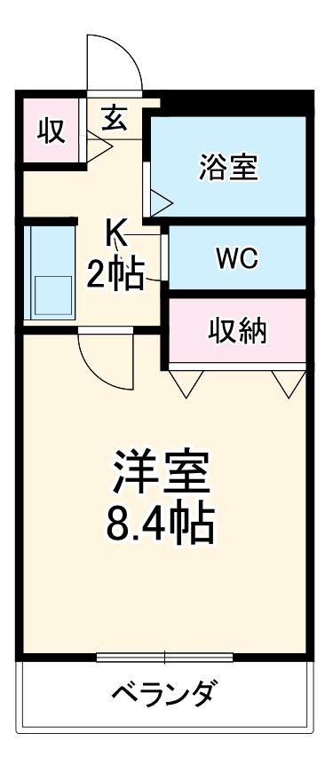 ハピネス(1K/2階)の間取り写真