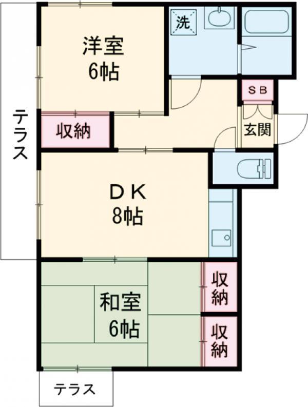 マツイチサンパレス第1(2DK/1階)の間取り写真
