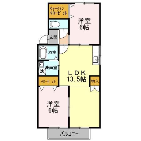 メゾンノアA(2LDK/1階)の間取り写真
