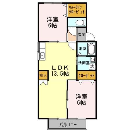 メゾンノアA(2LDK/1階)の間取り写真