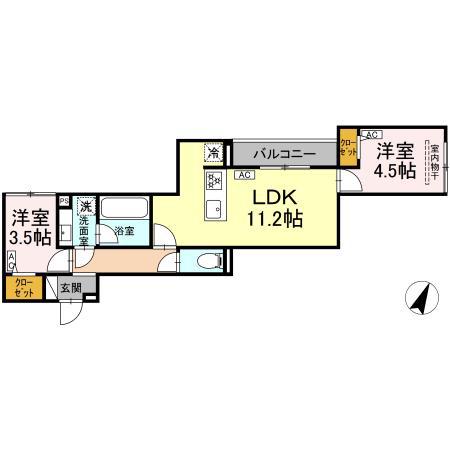 セレスティア上鷺宮Ⅱ(2LDK/3階)の間取り写真