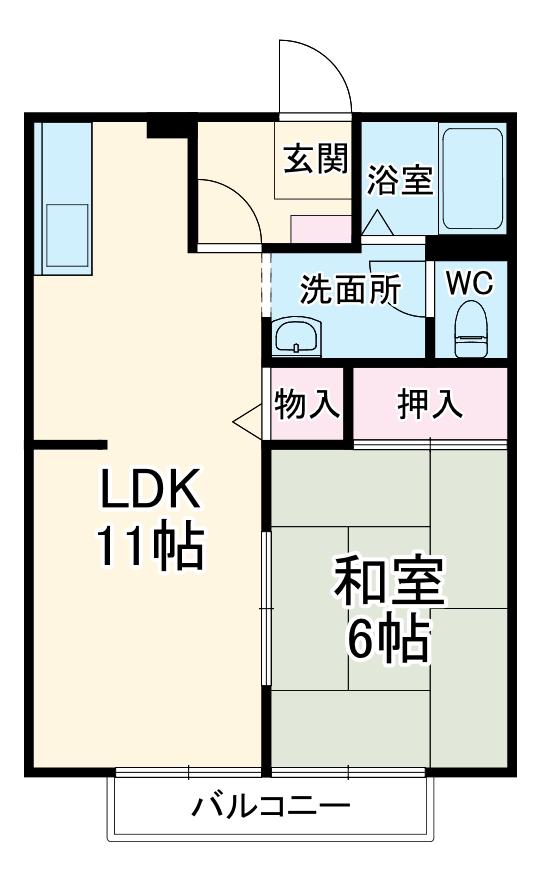 ハイツわたなべ(1LDK/1階)の間取り写真