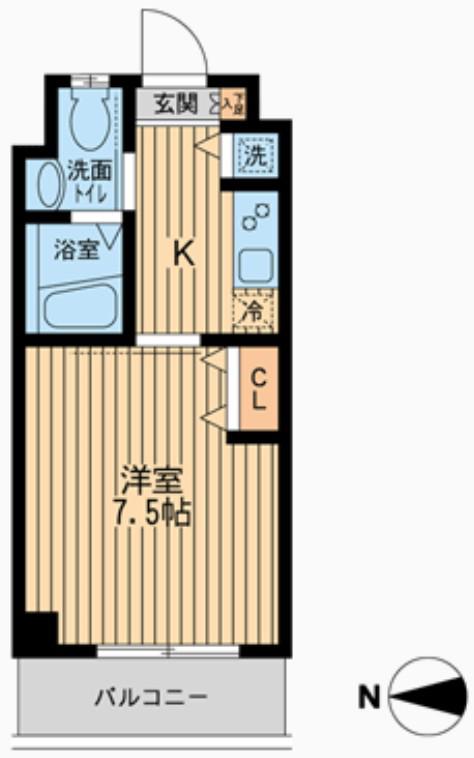 サンライズ中十条Ⅱ(1K/1階)の間取り写真