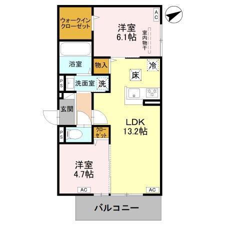 GRAMM下津林イースト(2LDK/1階)の間取り写真