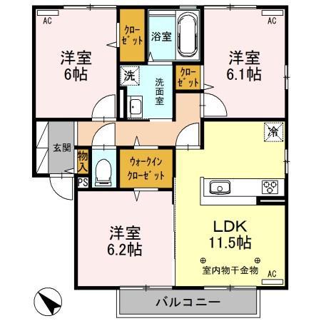 グローラ(3LDK/2階)の間取り写真