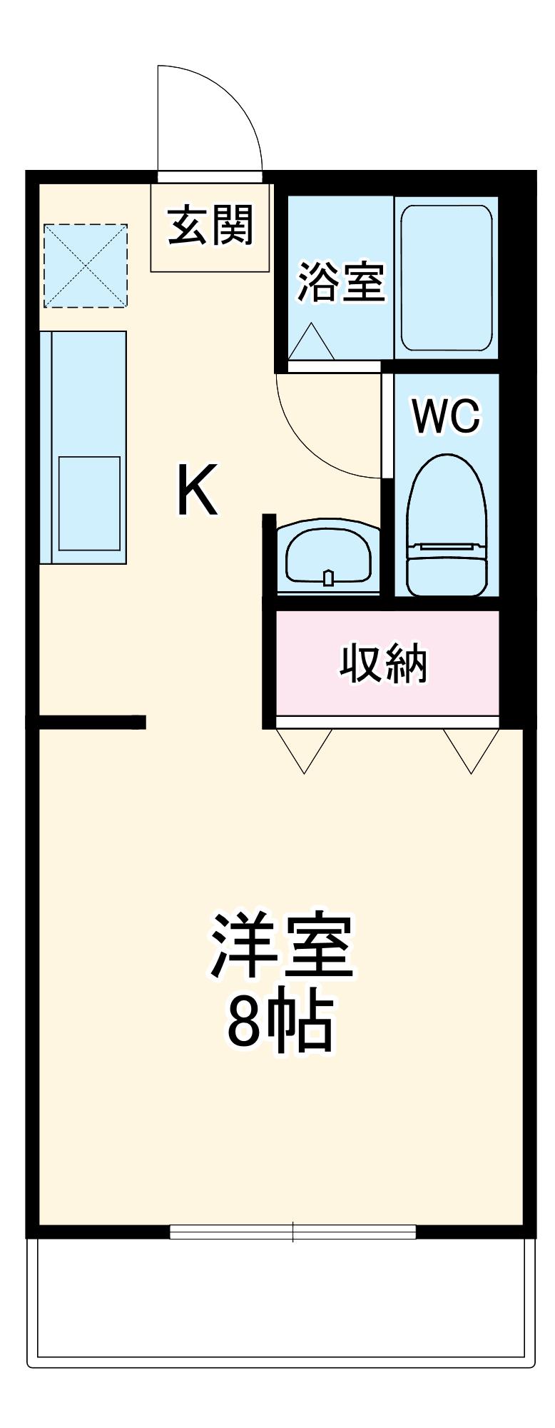 ハイツクヌギ(1K/1階)の間取り写真