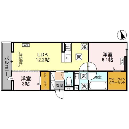 ノーブルパレス東大宮(2LDK/1階)の間取り写真