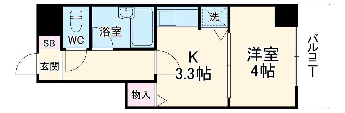 ライオンズマンション五条大宮第2(1K/5階)の間取り写真