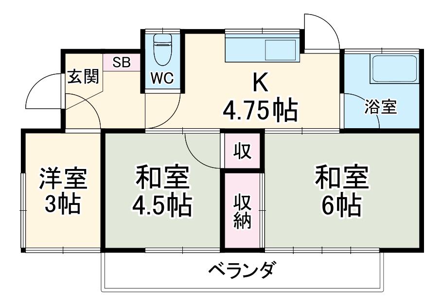 東急田園都市線 つきみ野駅 徒歩15分 1階建 築57年(3K)の間取り写真