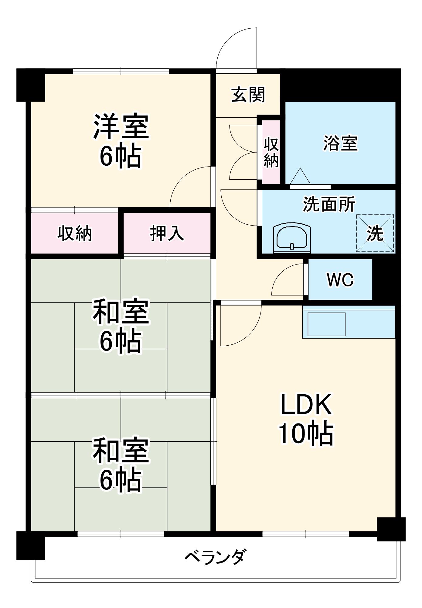 マンション錦(3LDK/1階)の間取り写真