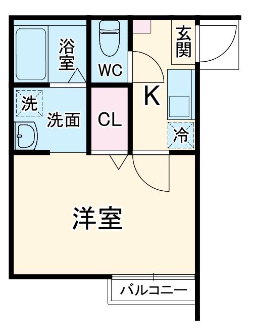 シラソル南鳩ヶ谷(1K/2階)の間取り写真