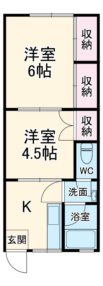 パル西坂田(2K/1階)の間取り写真