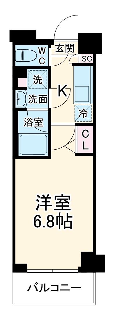 ガーラ行徳グランドステージ(1K/2階)の間取り写真