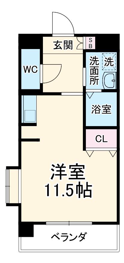 ブロンメゾン平和(ワンルーム/3階)の間取り写真
