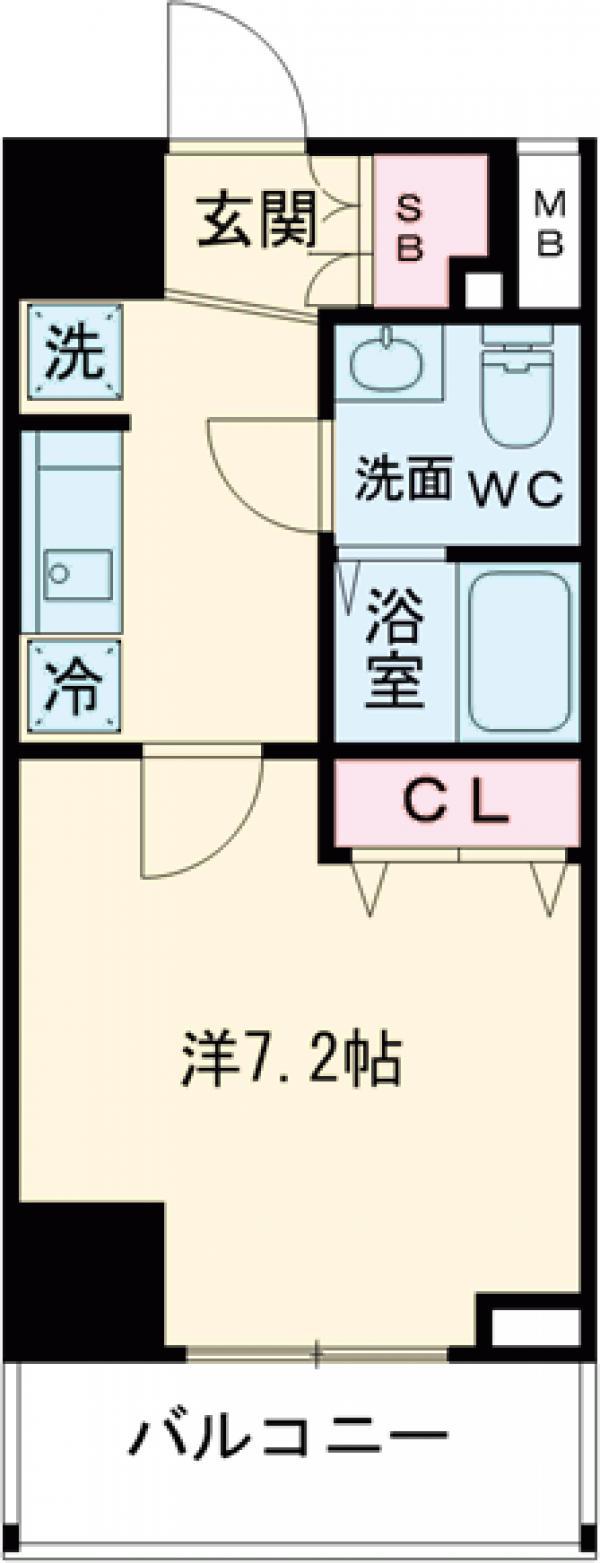 ガリシア新宿ノース2(1K/8階)の間取り写真