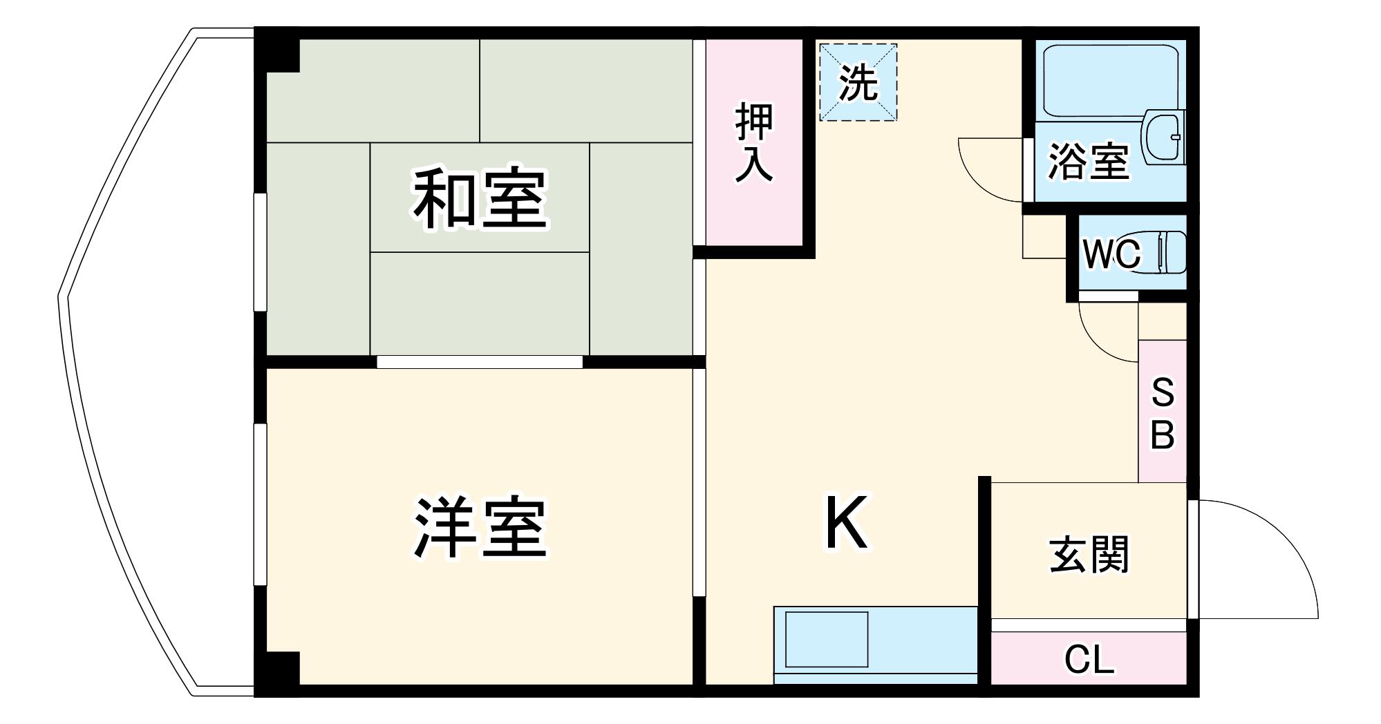 能見台ハイツ(2DK/3階)の間取り写真