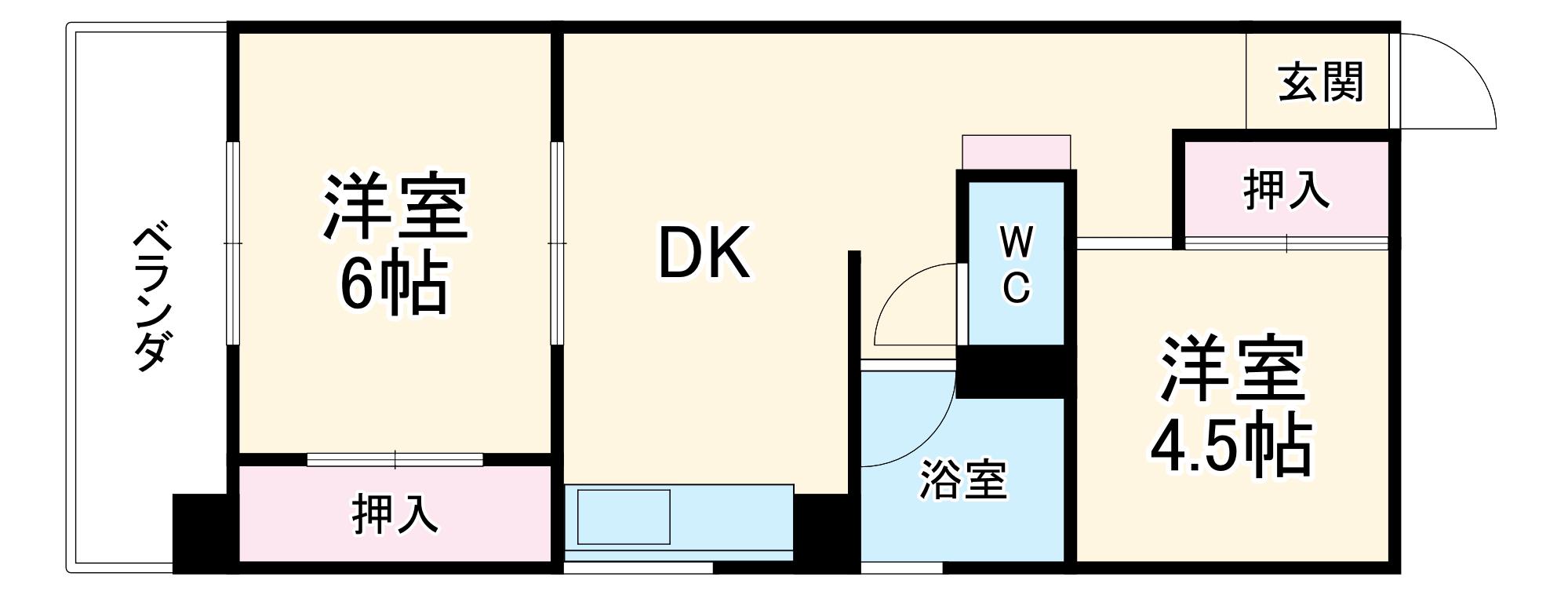 ツインズ新瑞橋A棟(2DK/2階)の間取り写真