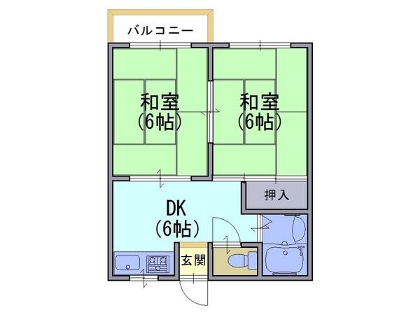 プルミエールハイツ(2DK/2階)の間取り写真