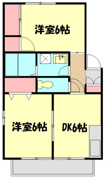 ファミール原(2DK/1階)の間取り写真