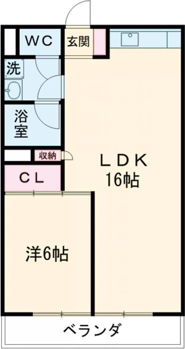 アジマコーポ(1LDK/7階)の間取り写真