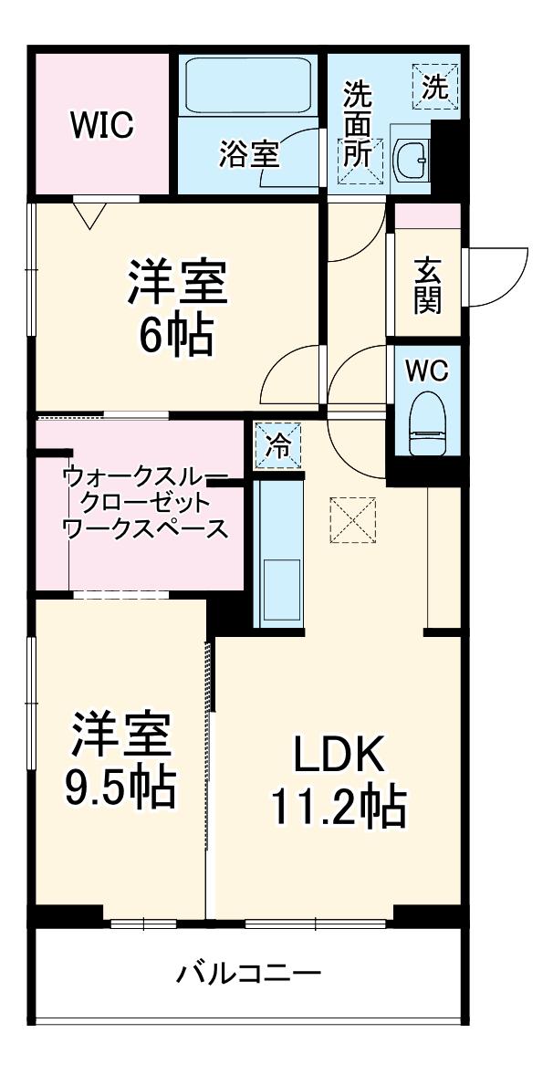 カームグロウ(2LDK/1階)の間取り写真