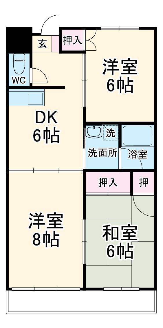 アビタシオン富士岡(3DK/2階)の間取り写真