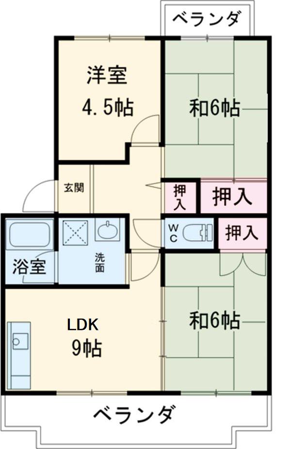 パストラル山口(3DK/3階)の間取り写真