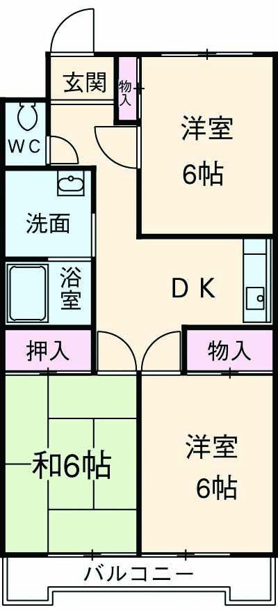 サンハイム座間(3DK/5階)の間取り写真