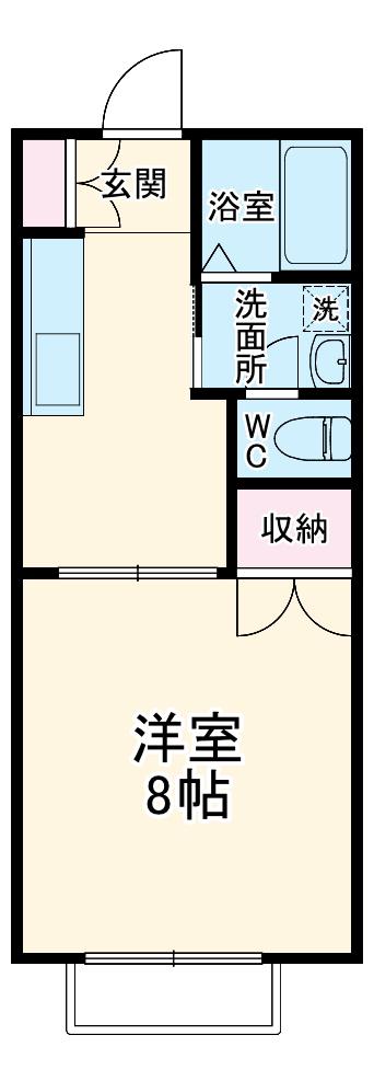 コーポ北澤Ⅱ(1K/1階)の間取り写真