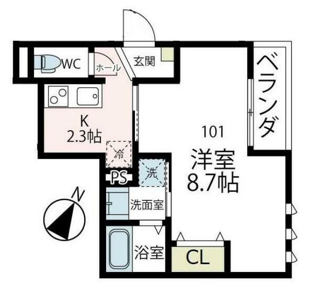 ユアメゾン弘明寺町(1K/1階)の間取り写真