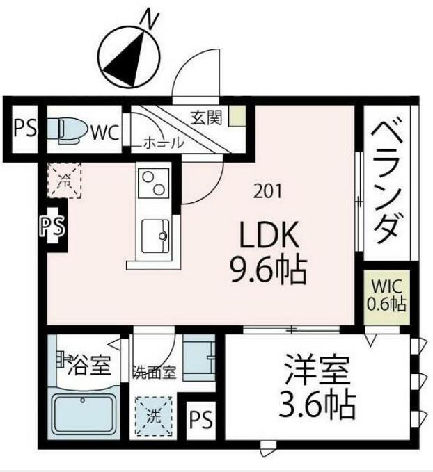 ユアメゾン弘明寺町(1LDK/2階)の間取り写真