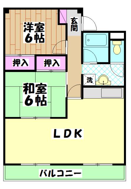 ミノリマンション(2LDK/1階)の間取り写真