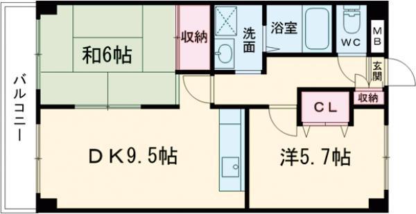 振栄ハイツ6(2LDK/3階)の間取り写真