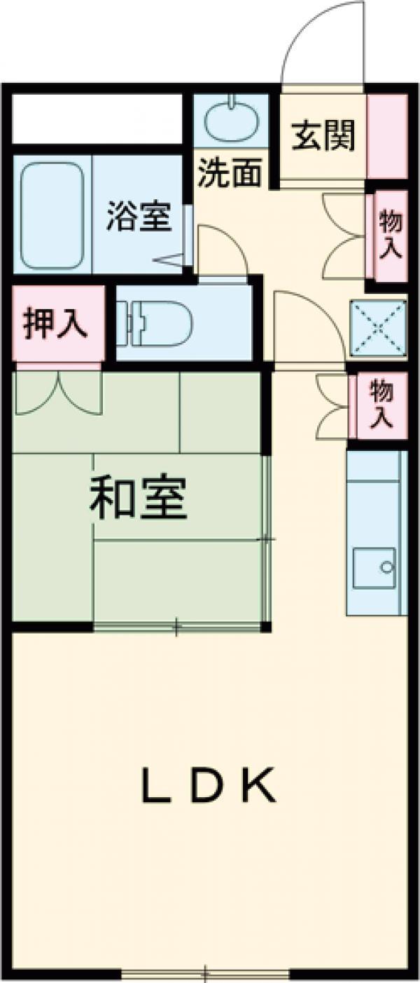 高砂ハイツ高崎東口(1LDK/1階)の間取り写真
