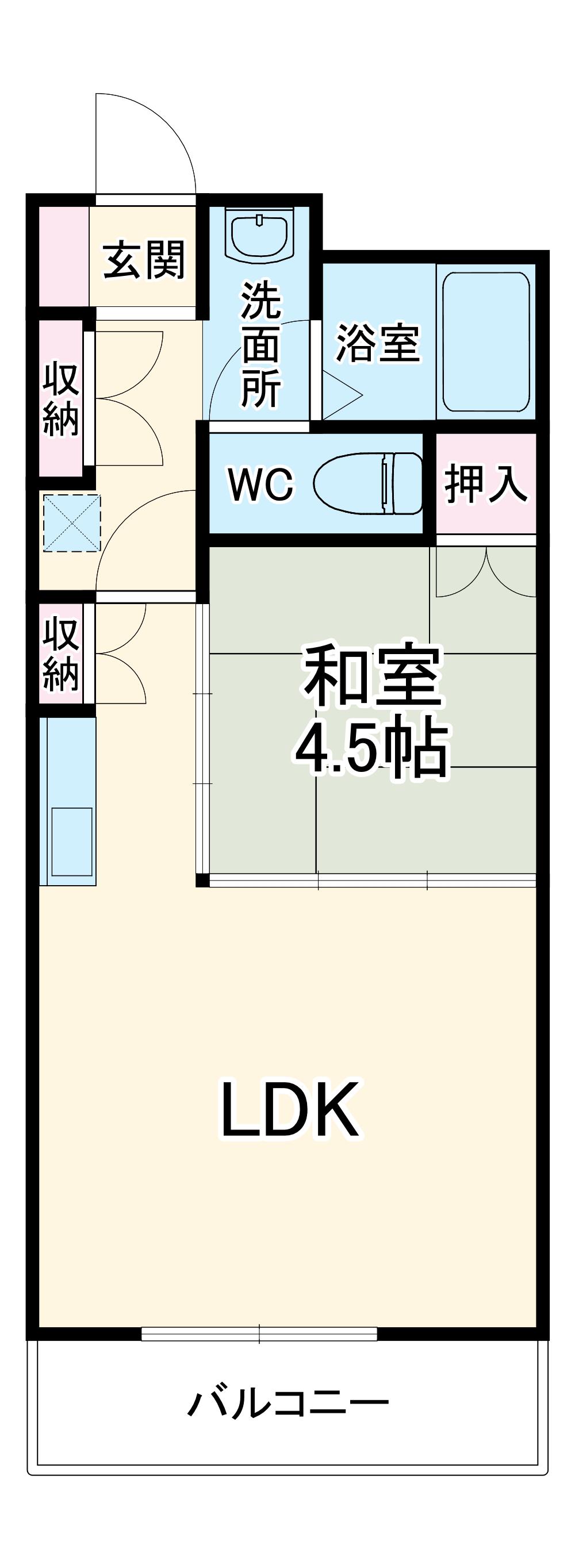 高砂ハイツ高崎東口(1LDK/2階)の間取り写真