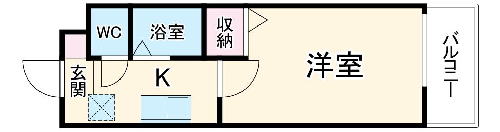 BASIC 2000(1K/2階)の間取り写真