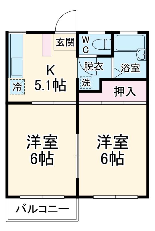 メゾンロワール(1K/1階)の間取り写真