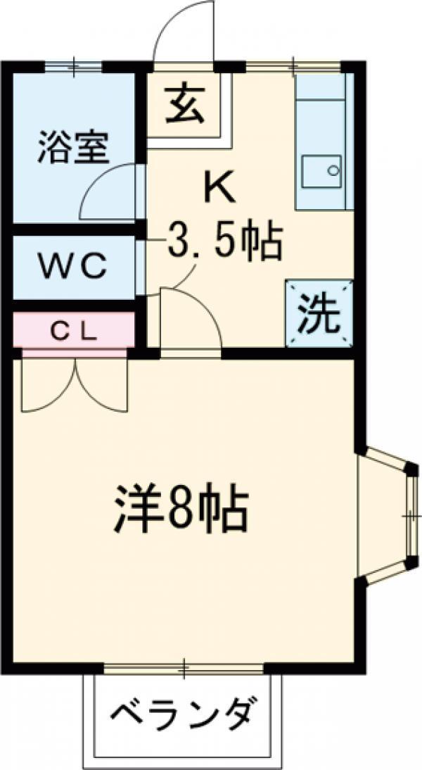 グリーンハイツ新町(1K/2階)の間取り写真