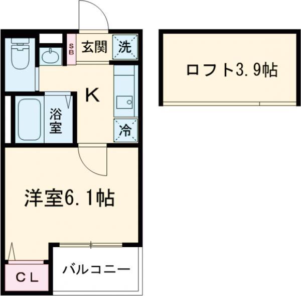 TS CUORE六町Ⅰ(1K/3階)の間取り写真