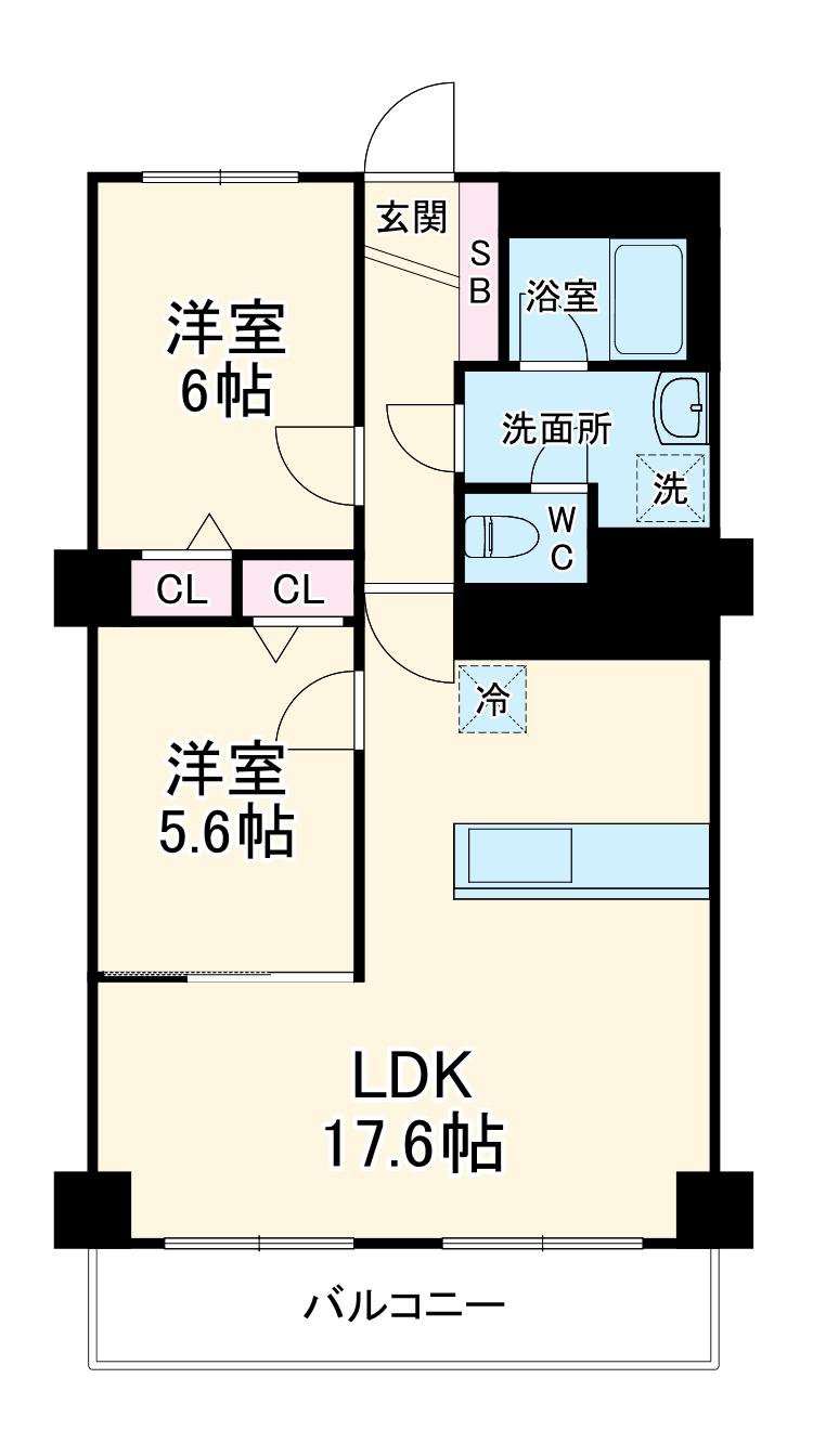 DIKマンション千葉(2LDK/3階)の間取り写真