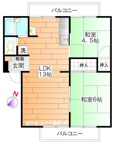 ハイムSI-B(2LDK/1階)の間取り写真