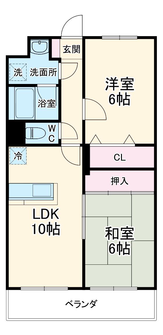 フォーシーズン田名Ⅱ(2LDK/2階)の間取り写真